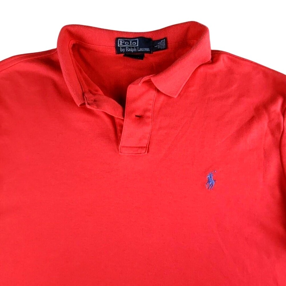 Polo Ralph Lauren Polo Shirt Mens Large Orange Custom Fit Cotton Knit Casual